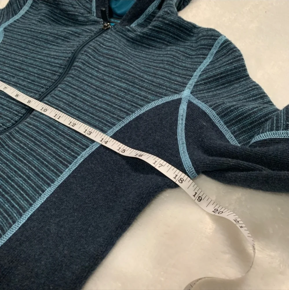 Kuhl Blue Striped Chianti Fleece Full Zip Wool Blend Hoodie Size Small - Picture 8 of 8